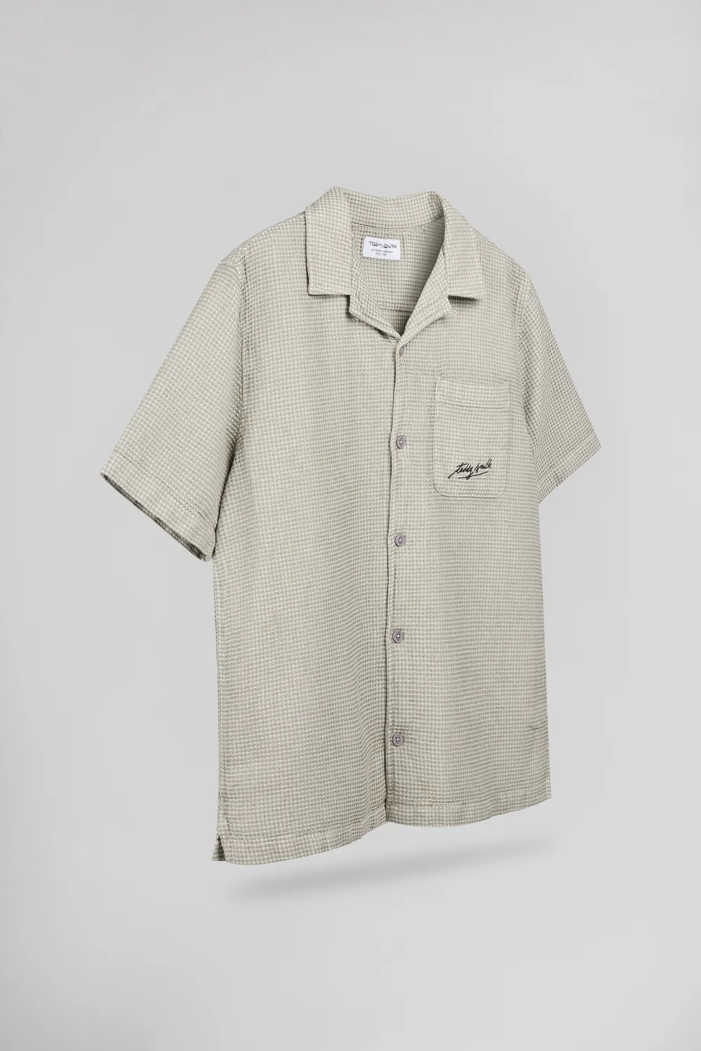 Teddy Smith C-Elvis MC Bleach Kaki Camicia Uomo Hawaiana