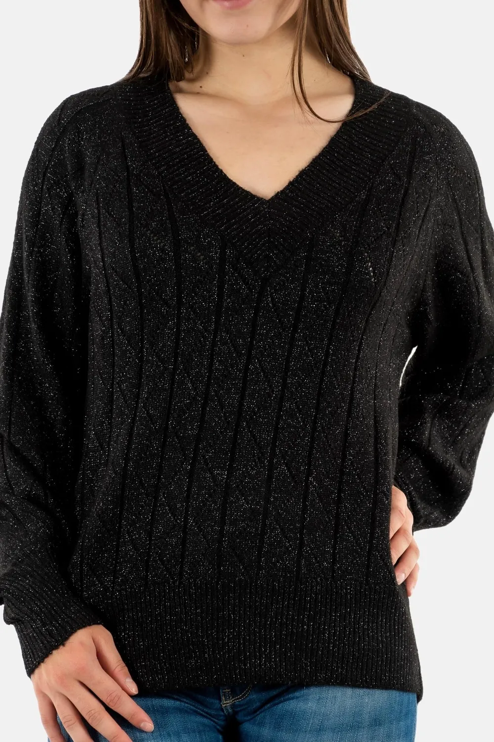 ONLY Onllucia Maglione Donna Nero Glitter Taglia M