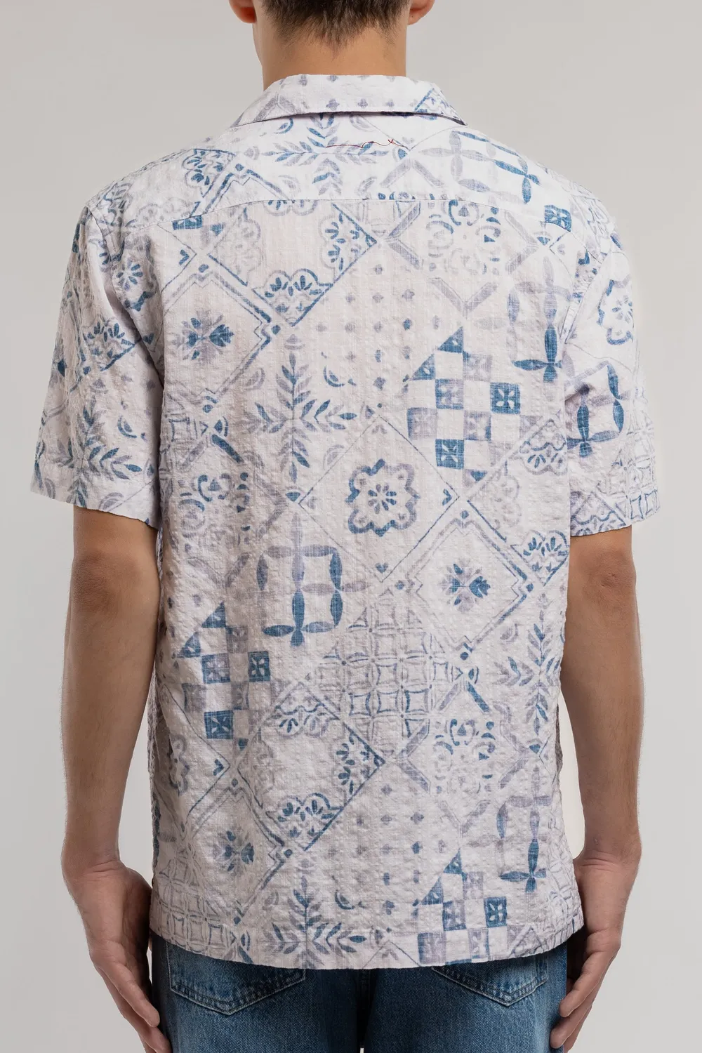 Teddy Smith C-Raymond Camicia Hawaiana Bianca Blu