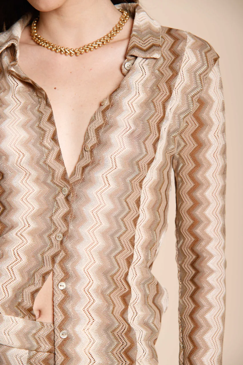 Mason’s Malibu Elaisa camicia beige chiaro lurex