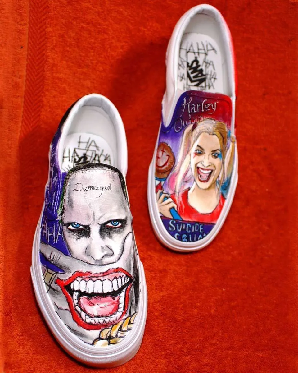 Never Say Never Suicide Squad slip-on dipinte a mano Joker Harley Quinn