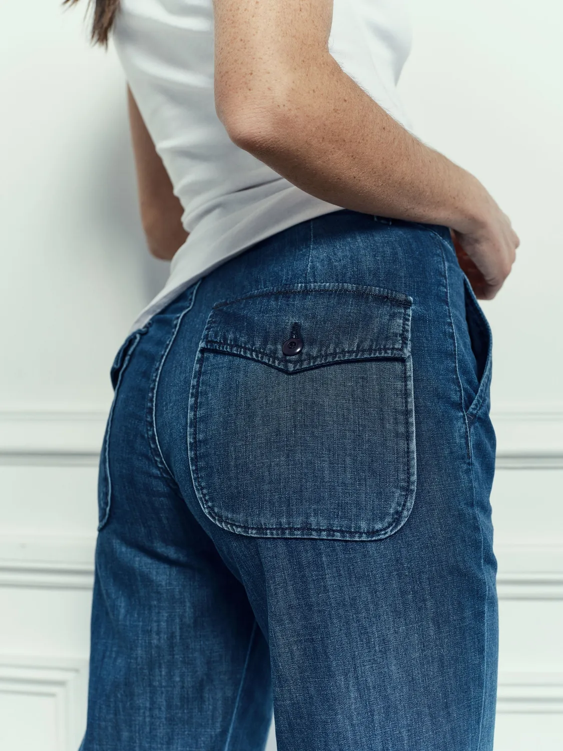 Acquaverde Paltrow Long jeans hand brushed vita alta
