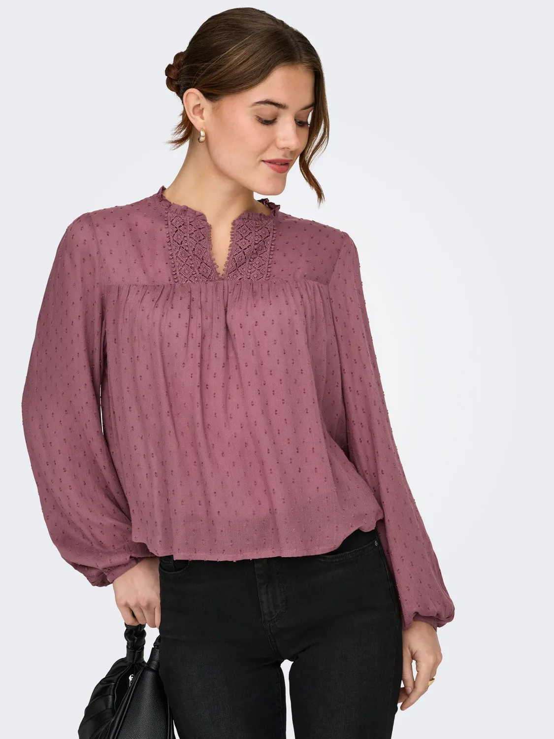 ONLY Onlgeza LS Dobby Tape top cloud dancer M