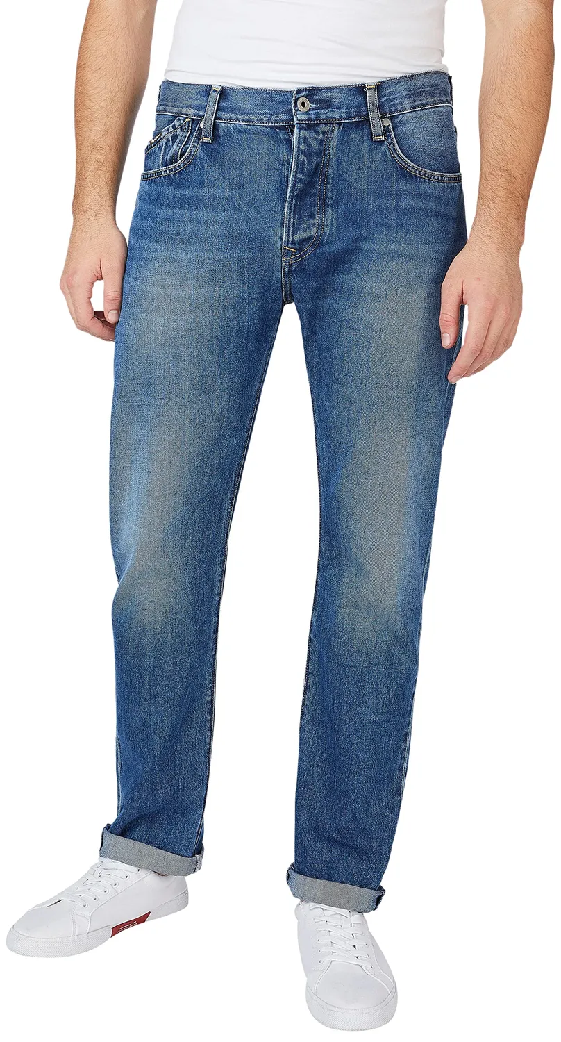 Pepe Jeans Denim Pantaloni Uomo 5 Tasche Cotone BCI Blu