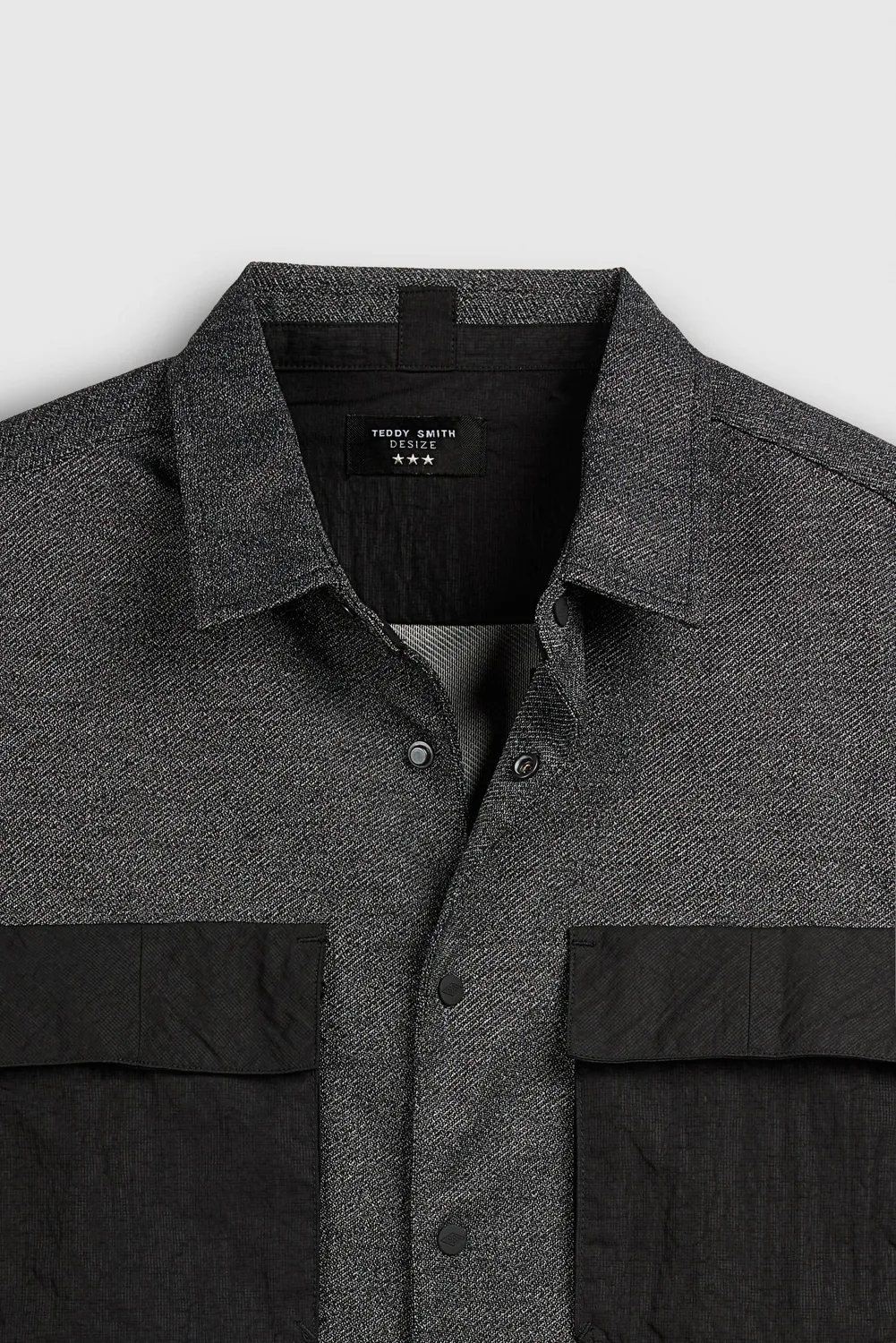 Teddy Smith C-William ML camicia nera bottoni snap