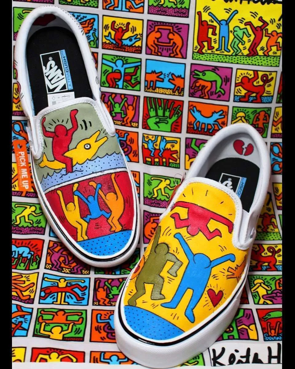 Vans Slip-On Keith Haring sneakers dipinte a mano