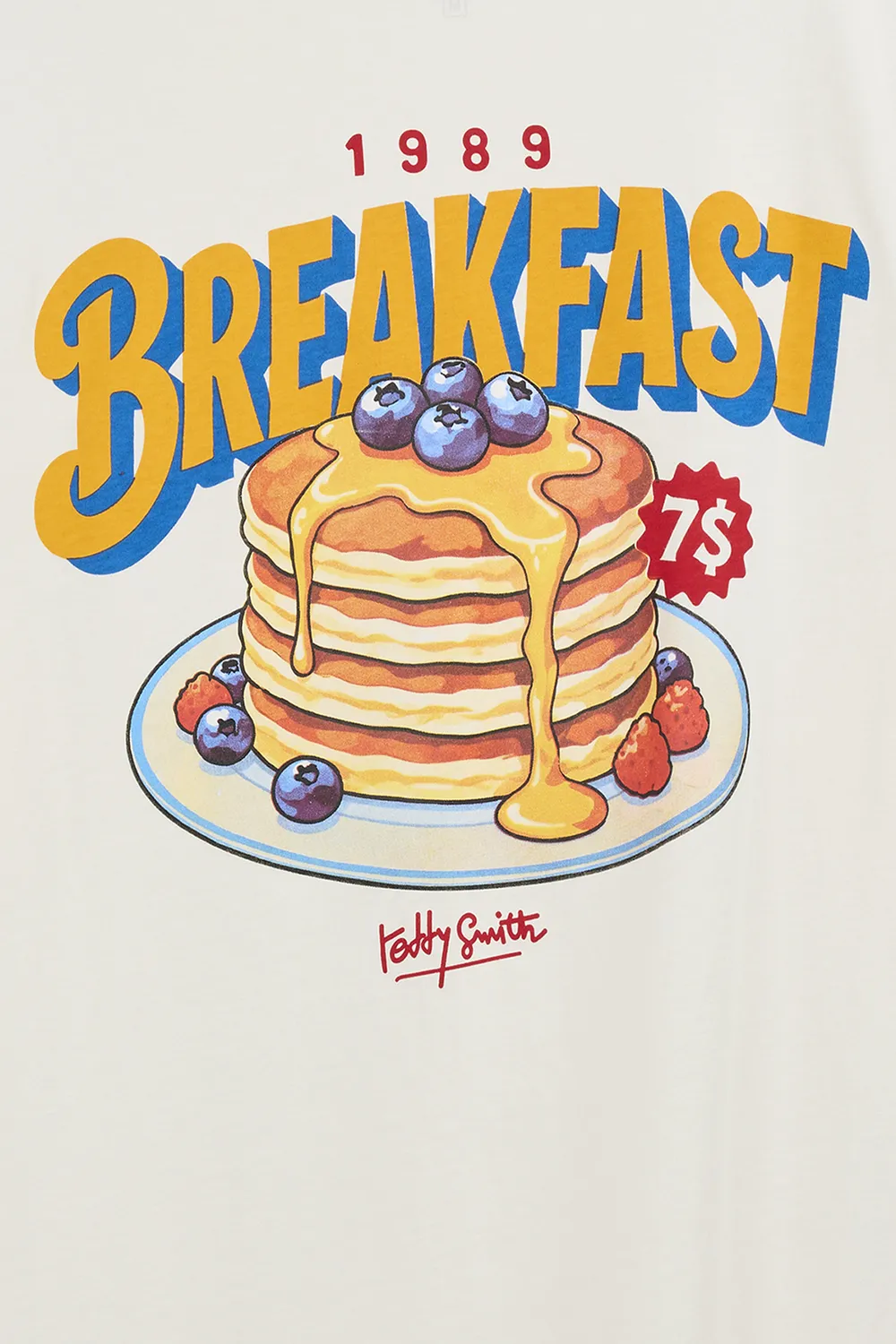 Teddy Smith T-Breakfast t-shirt uomo bianca stampa diner