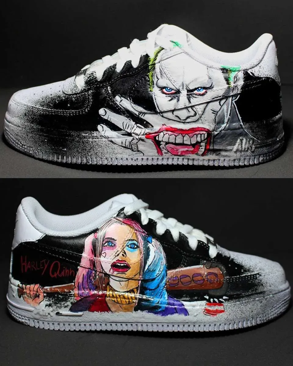 Nike Air Force 1 Suicide Squad sneakers dipinte a mano