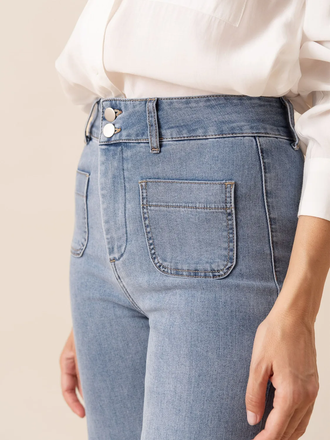 Oraije Elena jeans flare blu chiaro cotone