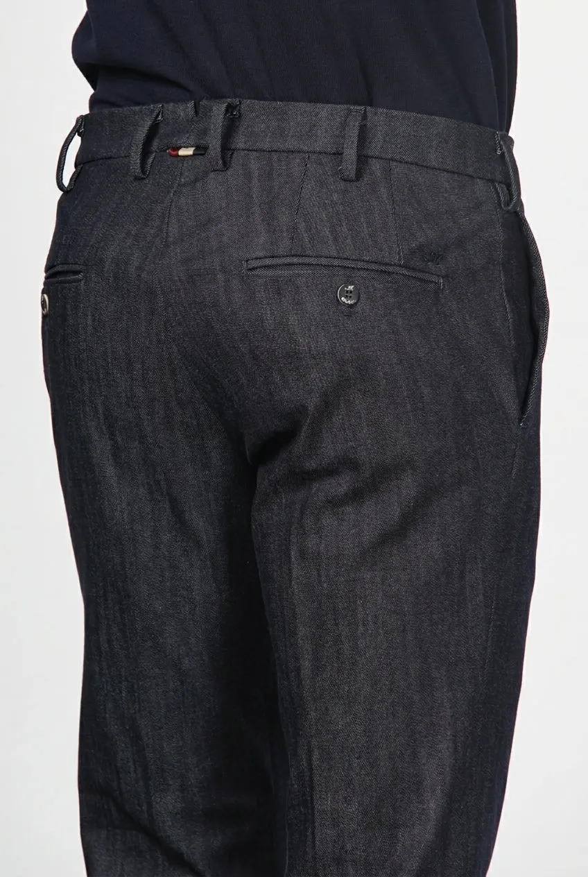 Mason's New York pantalone chino uomo denim blu navy regular