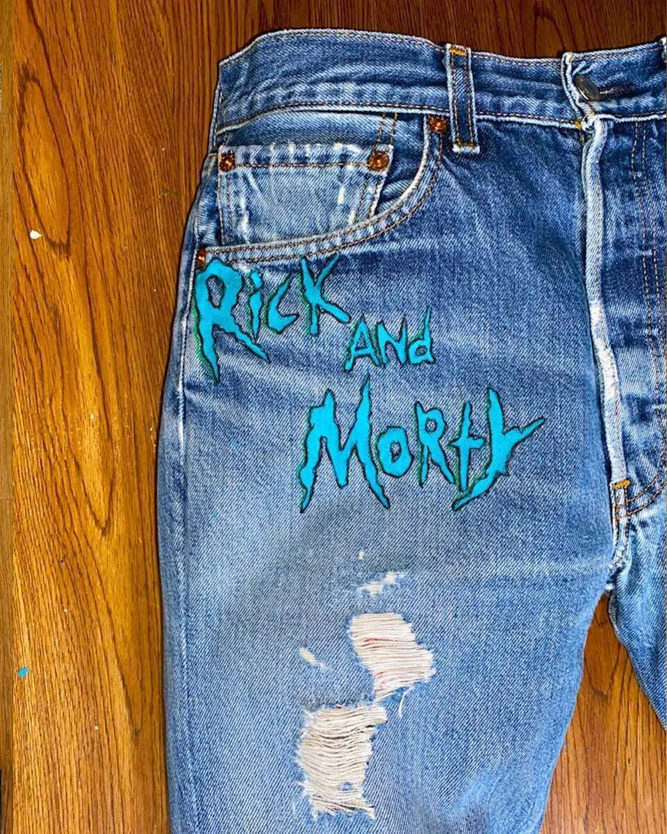 Levi's Vintage Rick and Morty jeans dipinti a mano