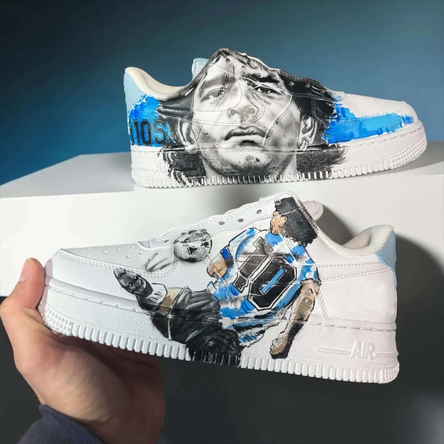 Nike Air Force 1 Maradona sneakers dipinte a mano calcio