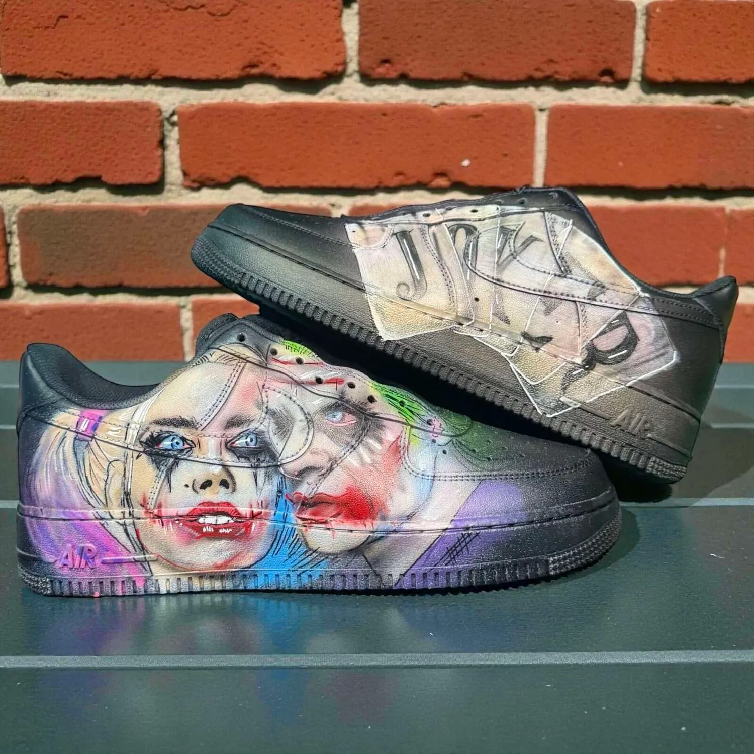 Nike Air Force 1 Black Joker Harley Quinn scarpe dipinte a mano