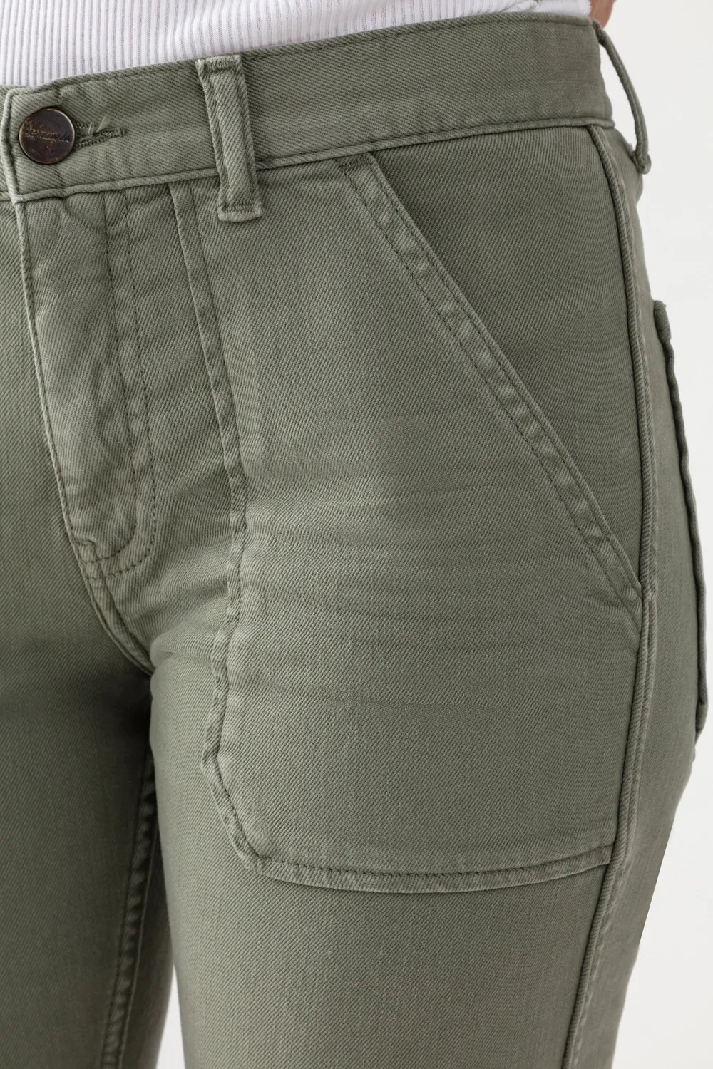 Acquaverde Pierce pantaloni kaki vita media caviglia