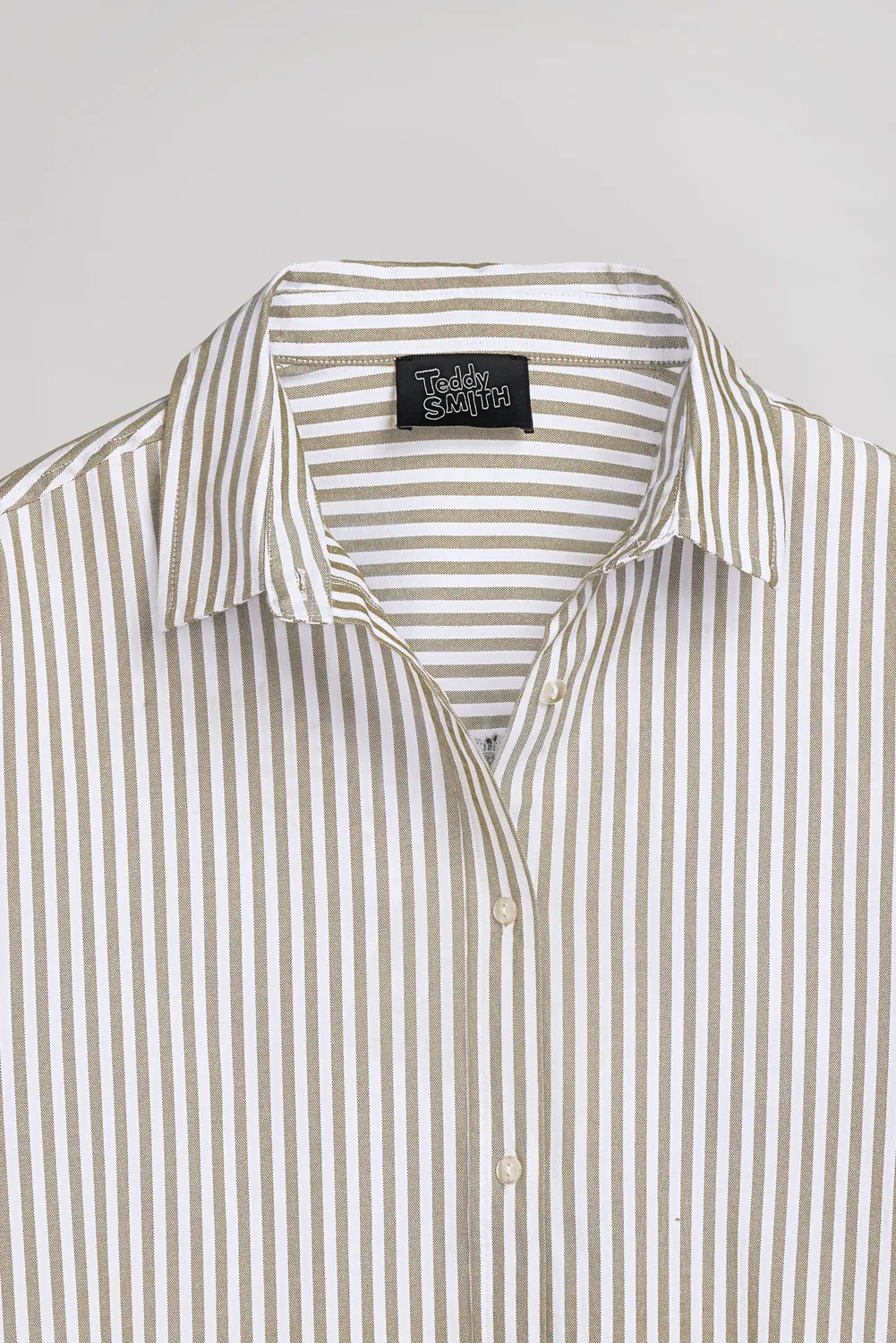Teddy Smith C-Line ML camicia righe oliva oversize donna