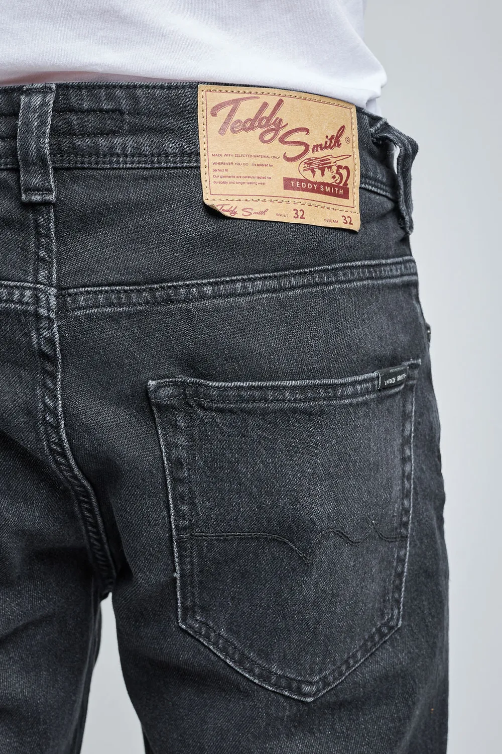 Teddy Smith Reg L32 Jeans Uomo Nero Used Regular