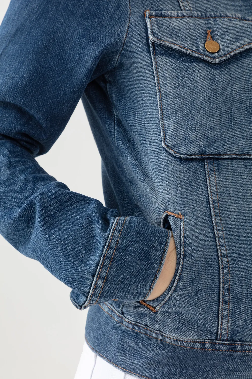 acquaverde Abbey giacca jeans hand brushed dritta