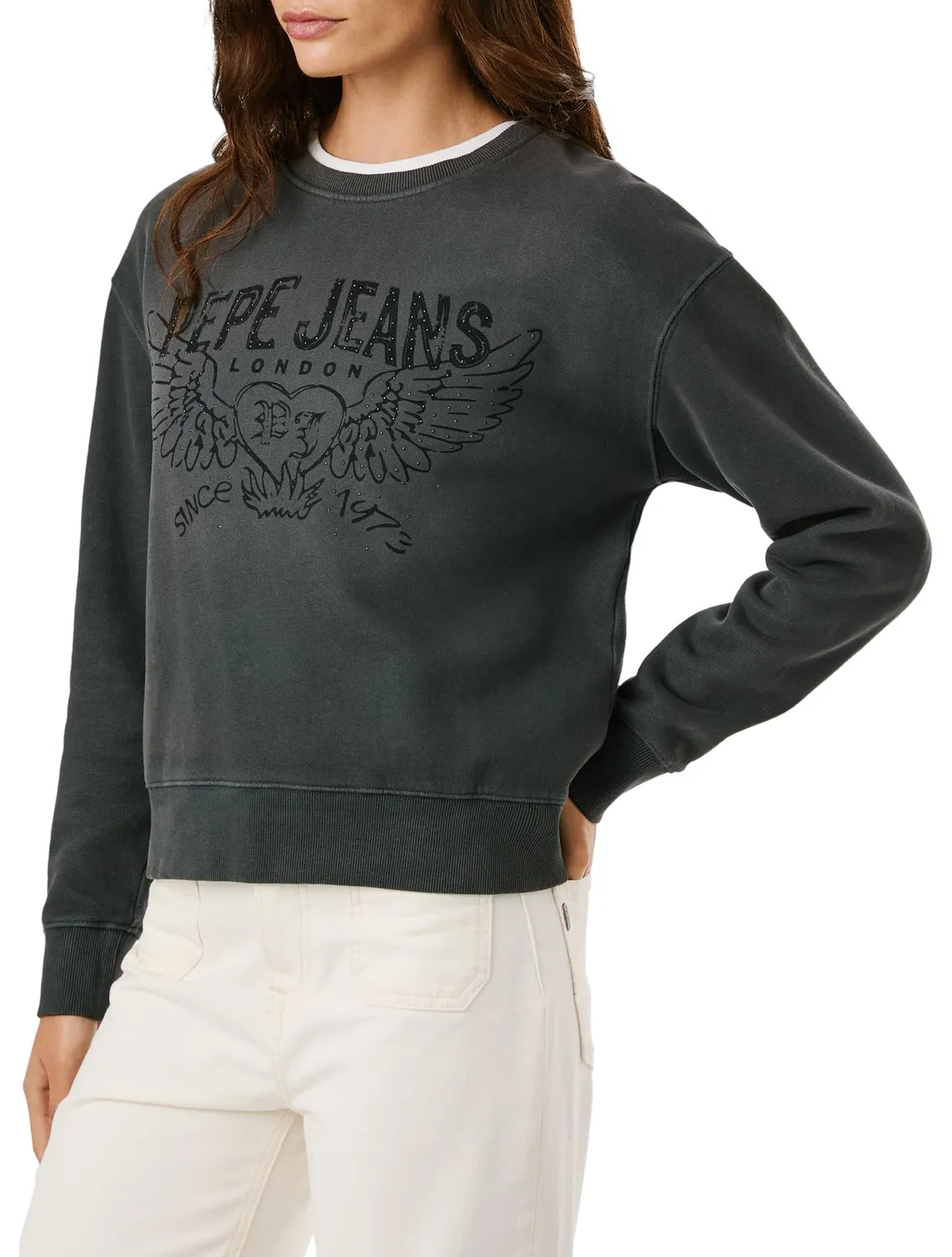 Pepe Jeans Beberly Felpa Donna M Grigia Girocollo