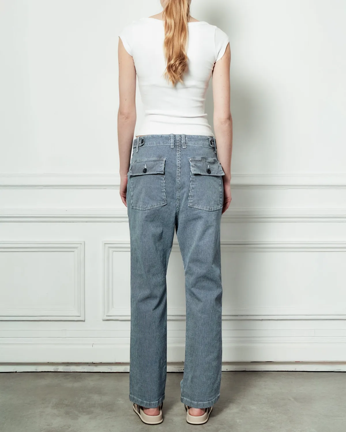 Acquaverde Tanker pantalone righe indigo used