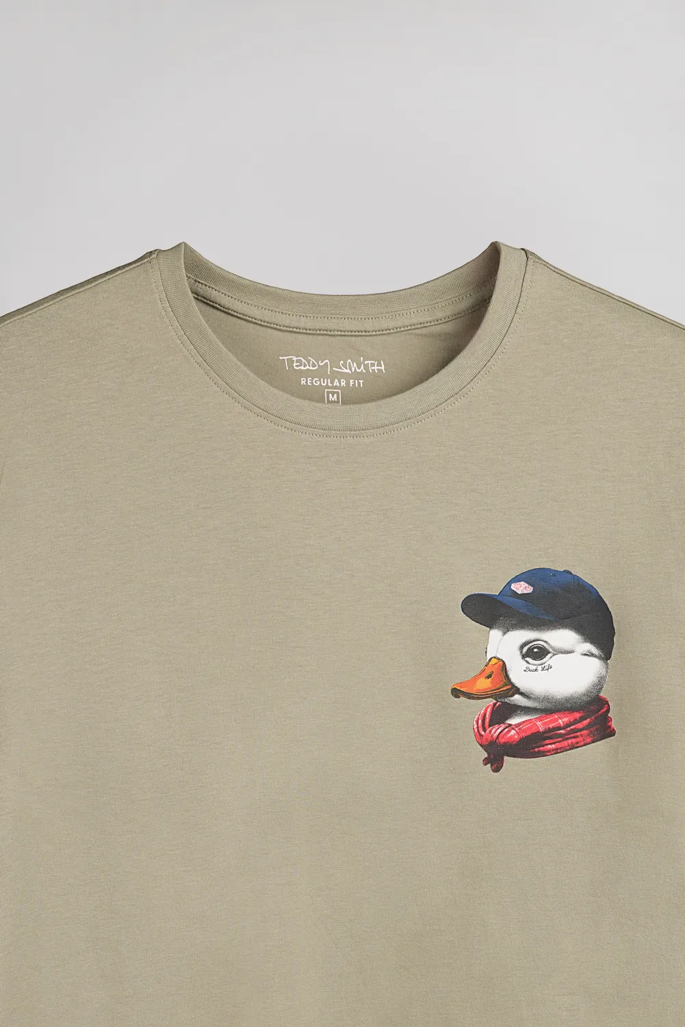 Teddy Smith T-Duck maglietta uomo bleach kaki girocollo