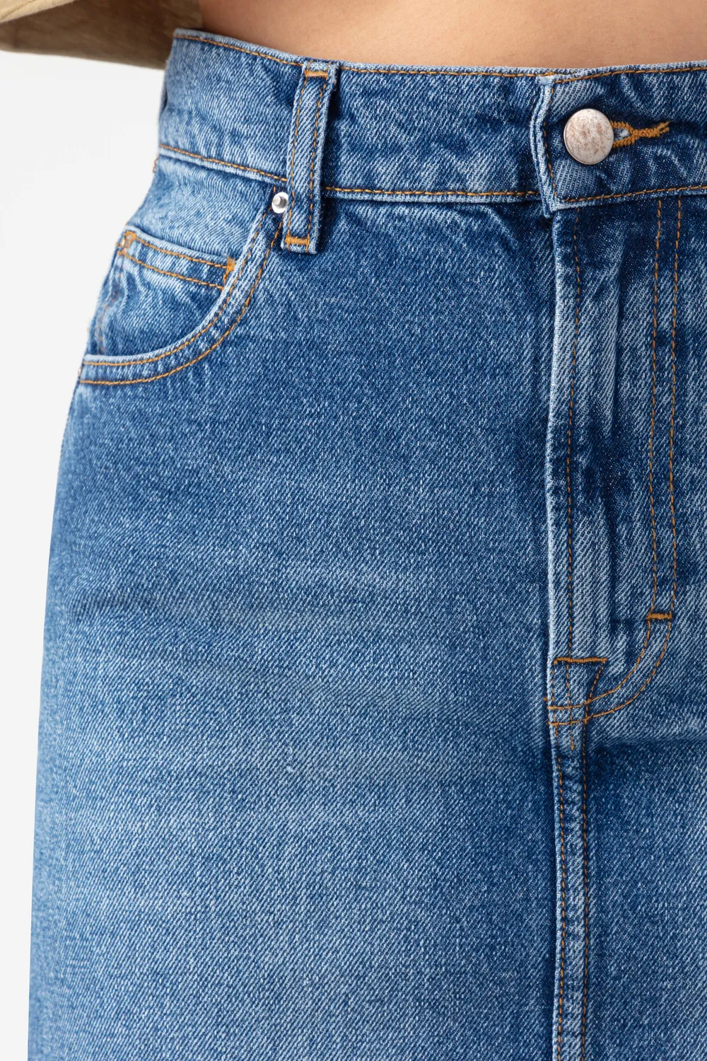 Acquaverde Yvone gonna jeans Vintage Worn vita alta
