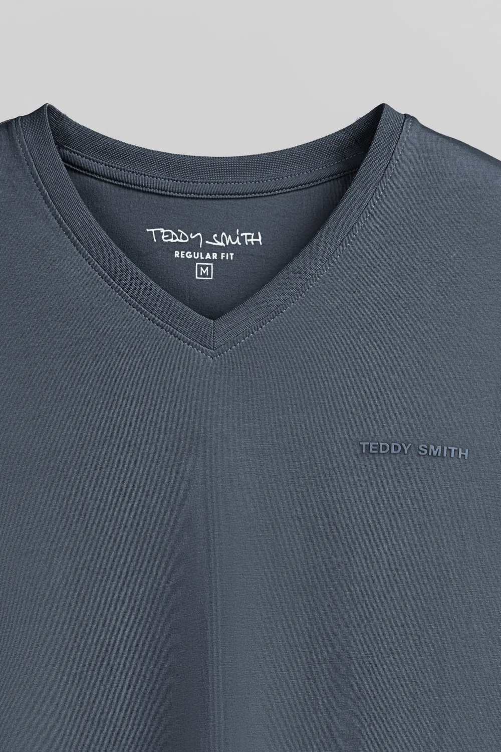 Teddy Smith Tawax 2 T-Shirt Uomo Scollo V Grigio Meteore Elastic