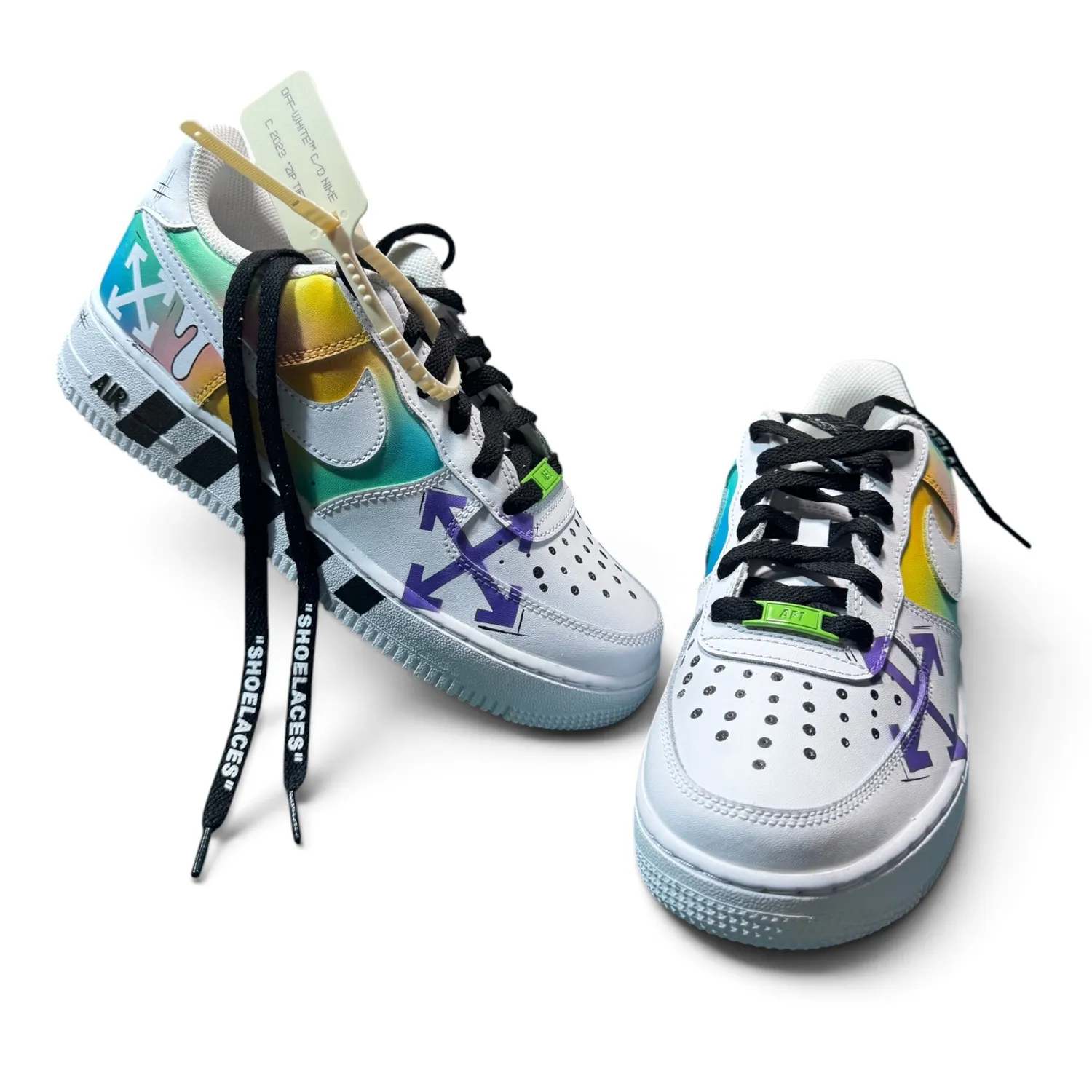 Never Say Never Air Force 1 Off White sneakers concept dipinte mano