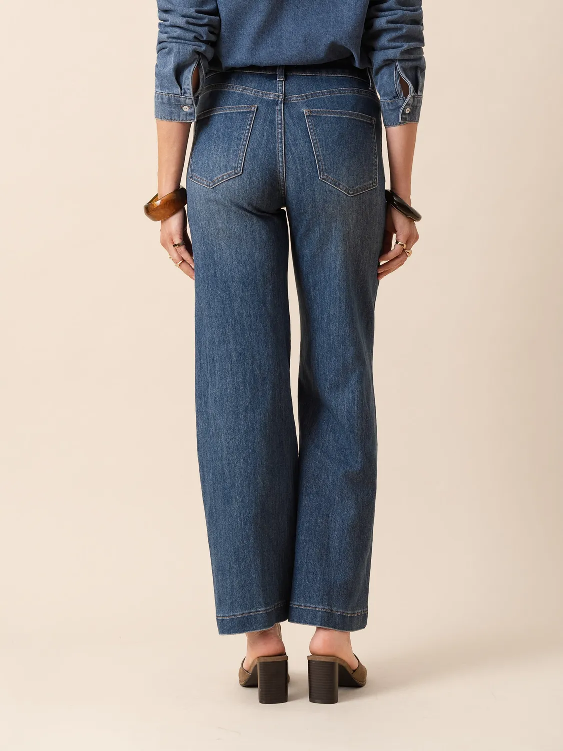 Oraije Lorie jeans flare blu stone in cotone