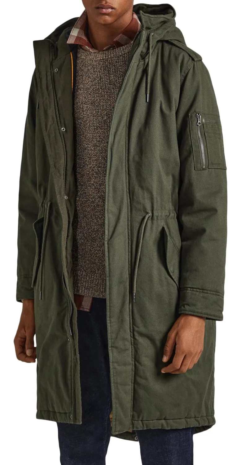 Pepe Jeans Bowie Parka Uomo Lungo in Twill Taglia L