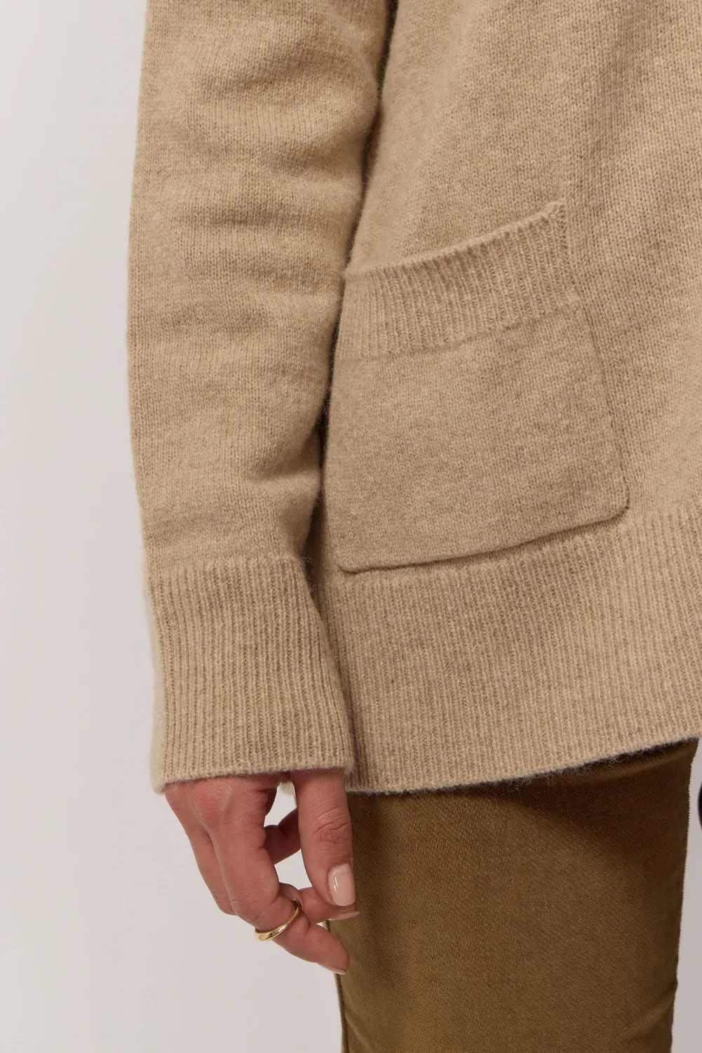 acquaverde Oversize Col V cardigan beige lana