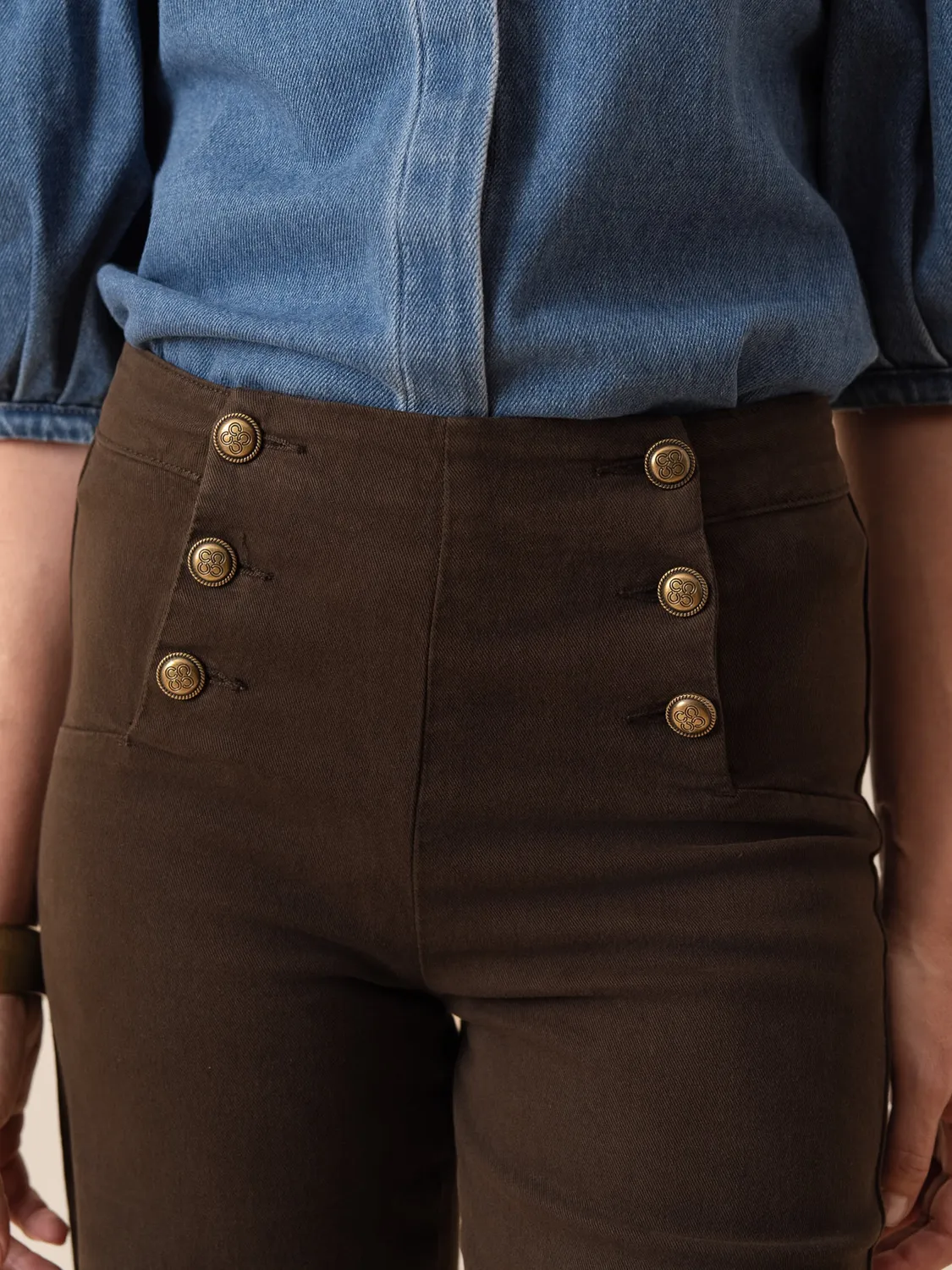 Oraije Victo jeans wide cioccolato alte