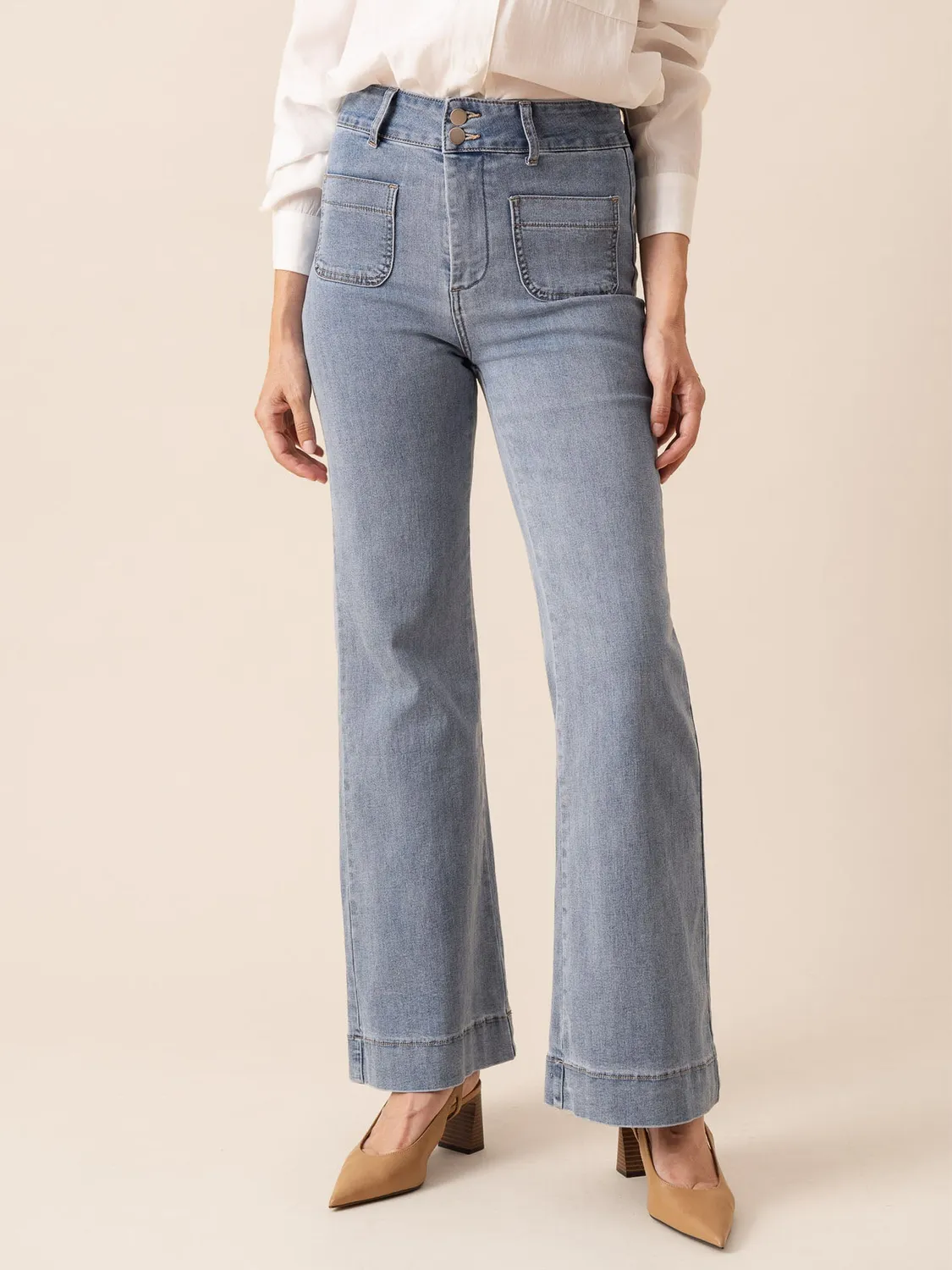 Oraije Elena jeans flare blu chiaro cotone