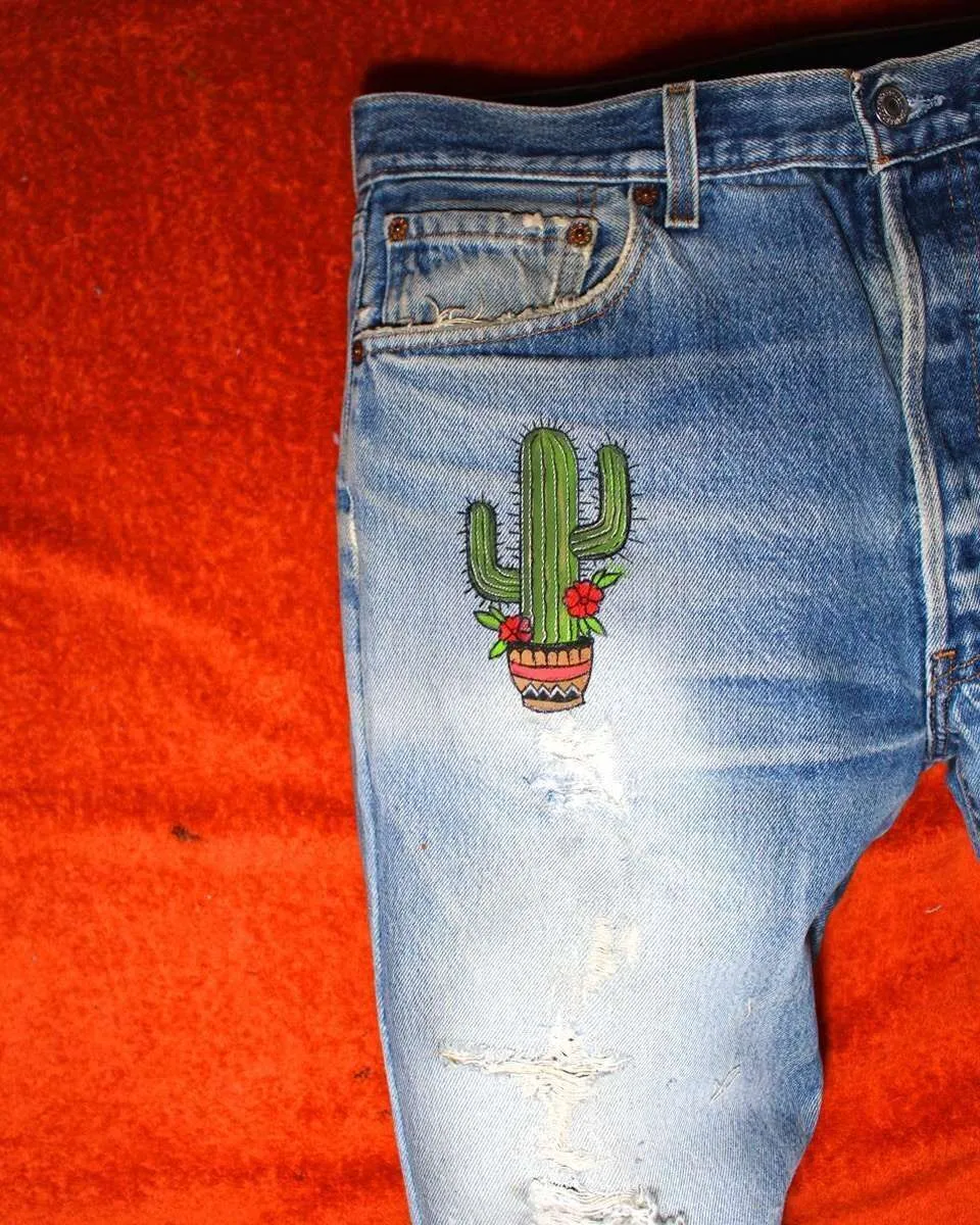 Levi's Vintage Capanna Indiana Cactus jeans dipinti a mano