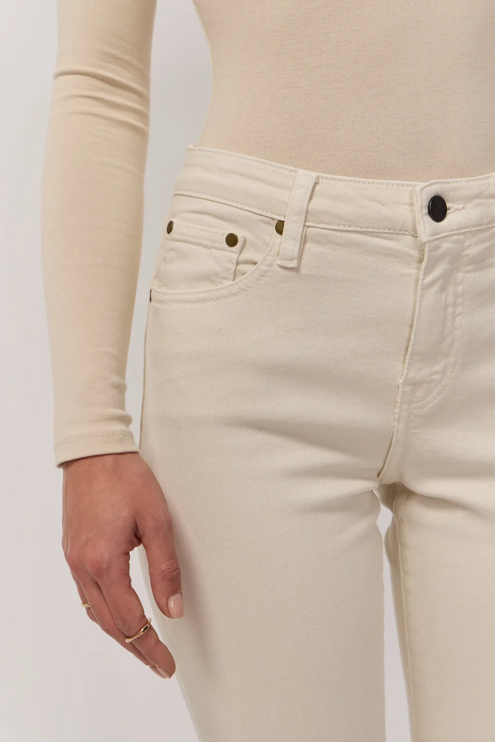 acquaverde Crystal Cream jeans slim vita media