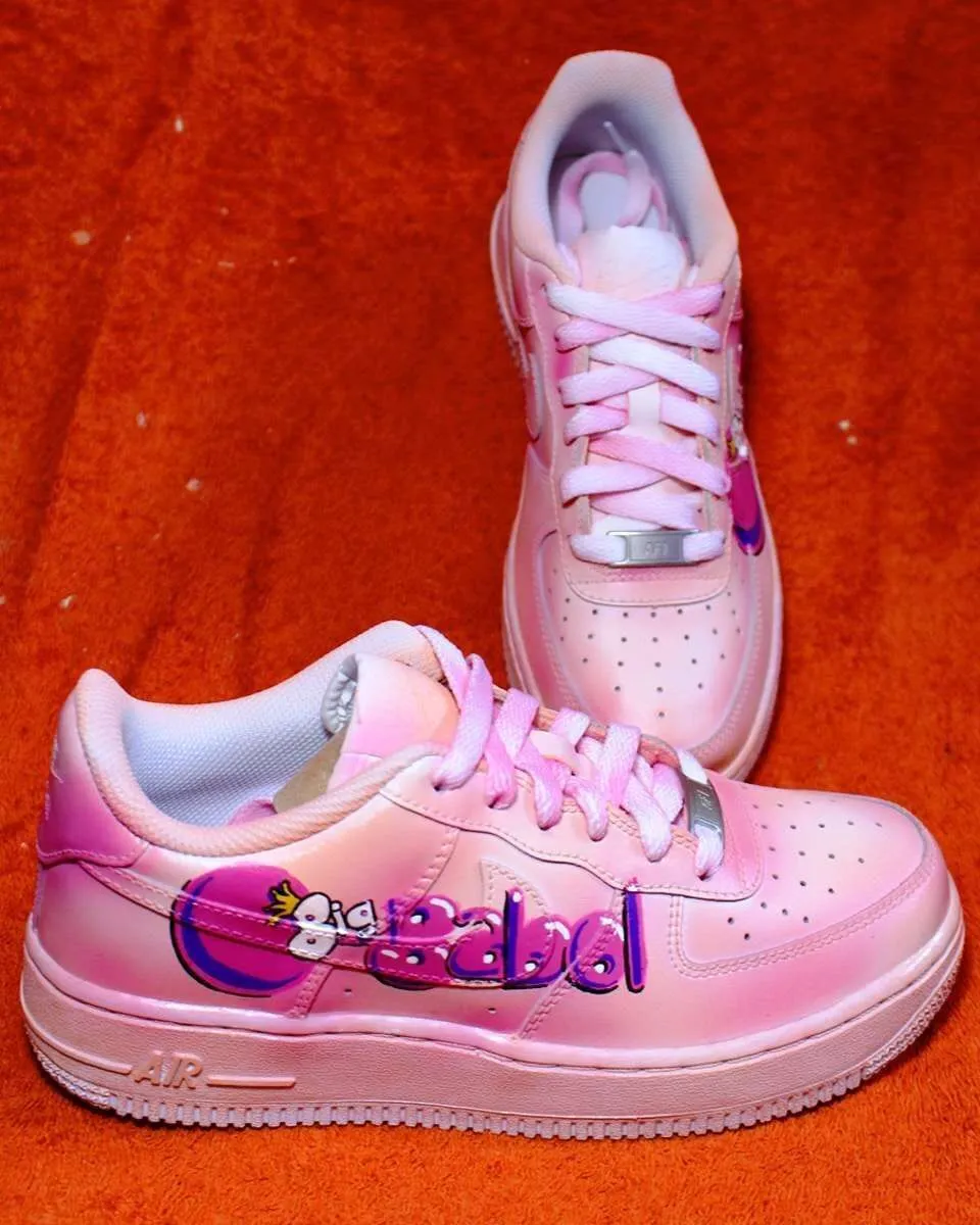 Nike Air Force 1 Big Babol Rosa sneakers dipinte a mano