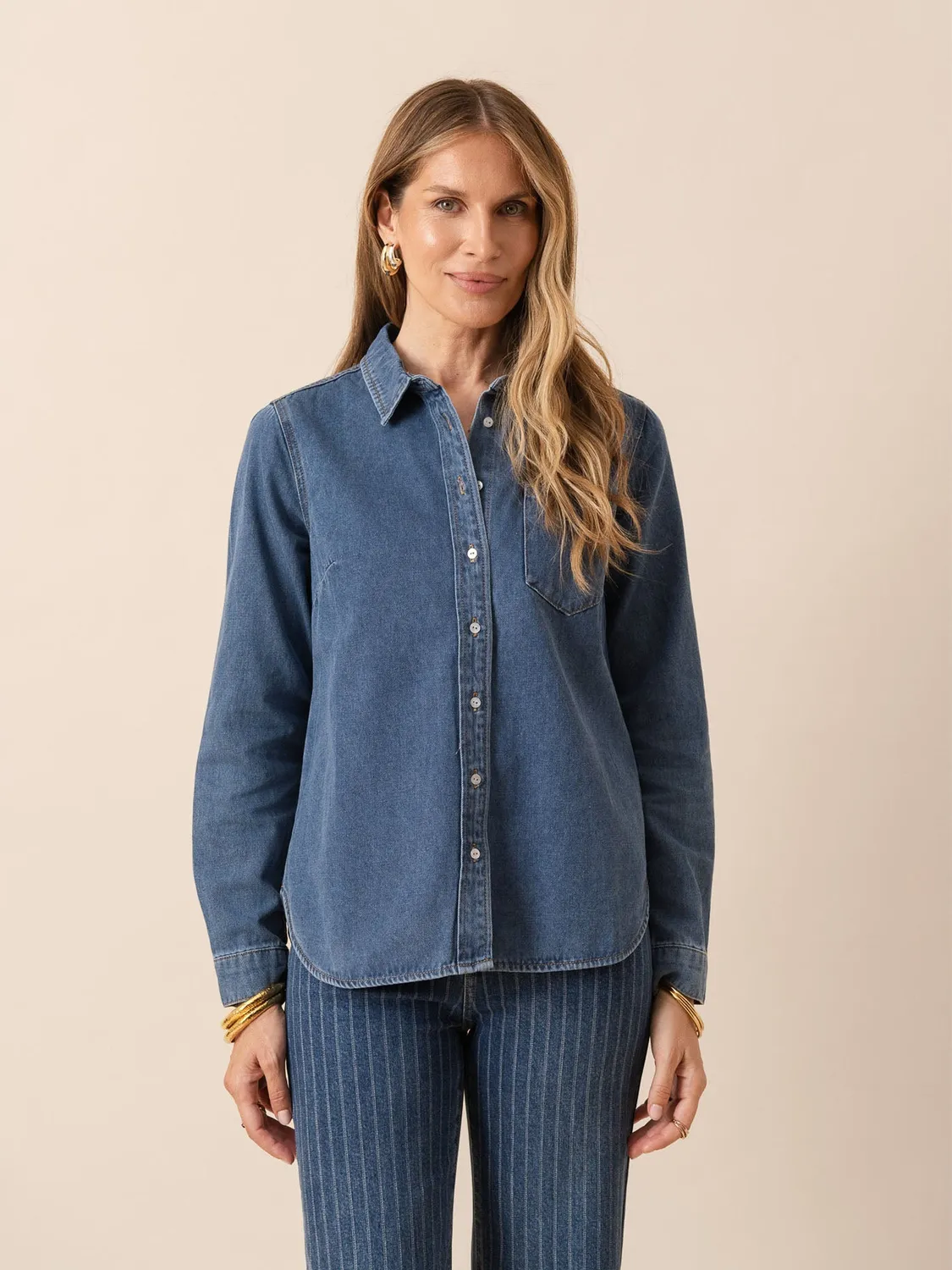 Oraije Celia camicia denim azzurra