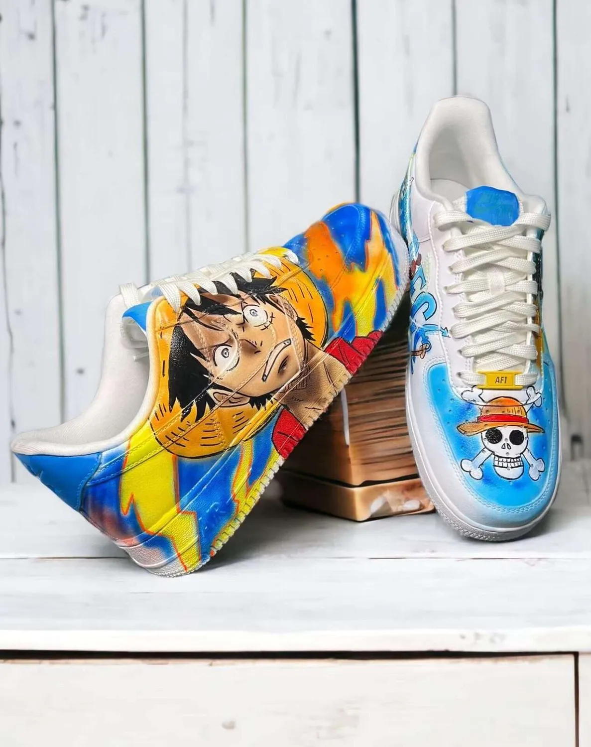 Nike Air Force 1 Luffy One Piece sneakers dipinte a mano