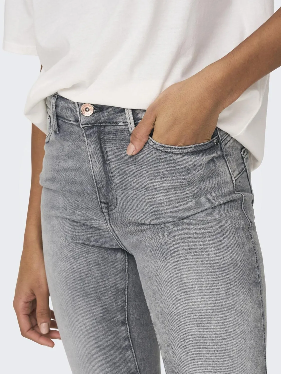 ONLY ONLPower Mid Push Up jeans skinny grigio