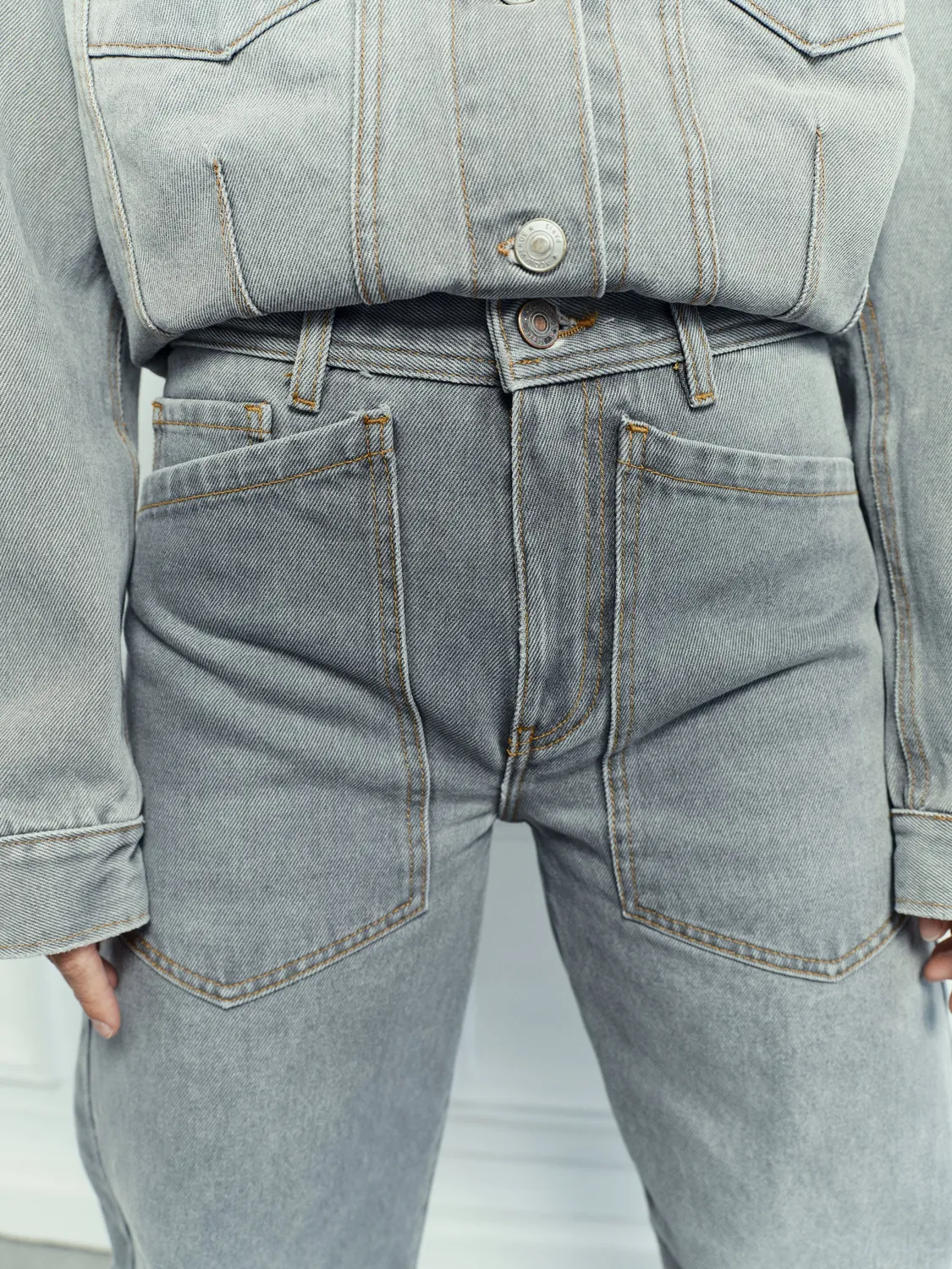 acquaverde Kendra jeans barrel used grey 13 oz