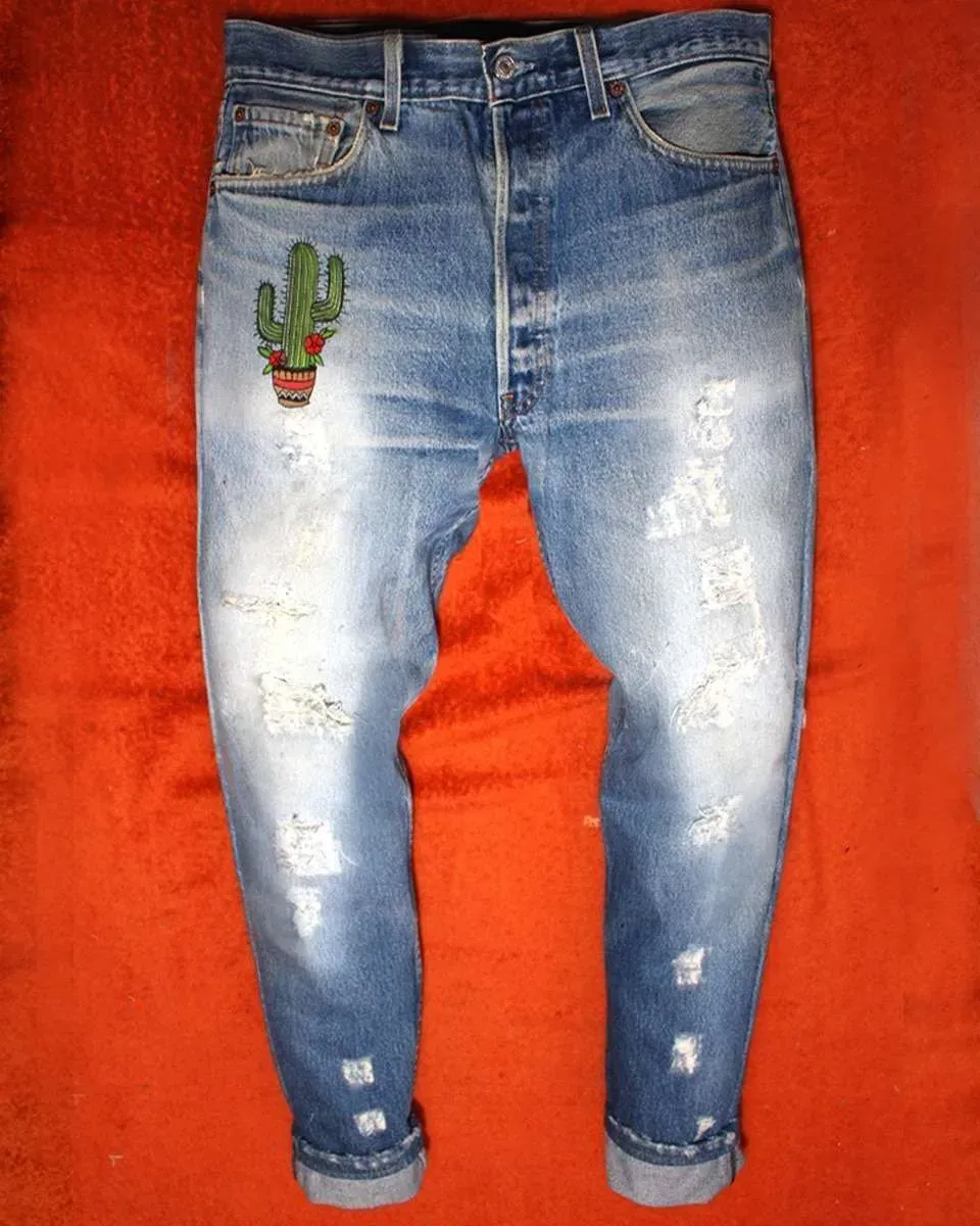 Levi's Vintage Capanna Indiana Cactus jeans dipinti a mano