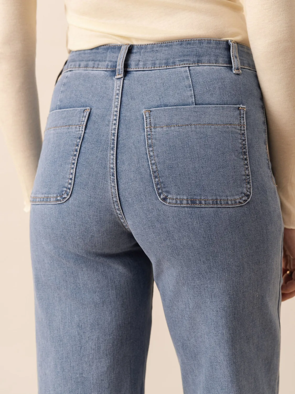 Oraije Fiona jeans flare azzurro cotone