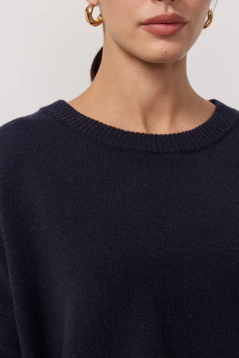 Acquaverde Classique pull encre et orange merino
