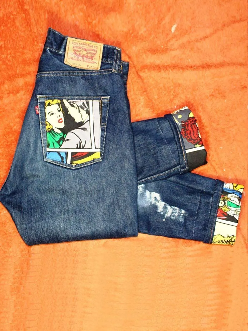 Never Say Never Fumetti Retro Anni 70 jeans Levi's vintage tessuto