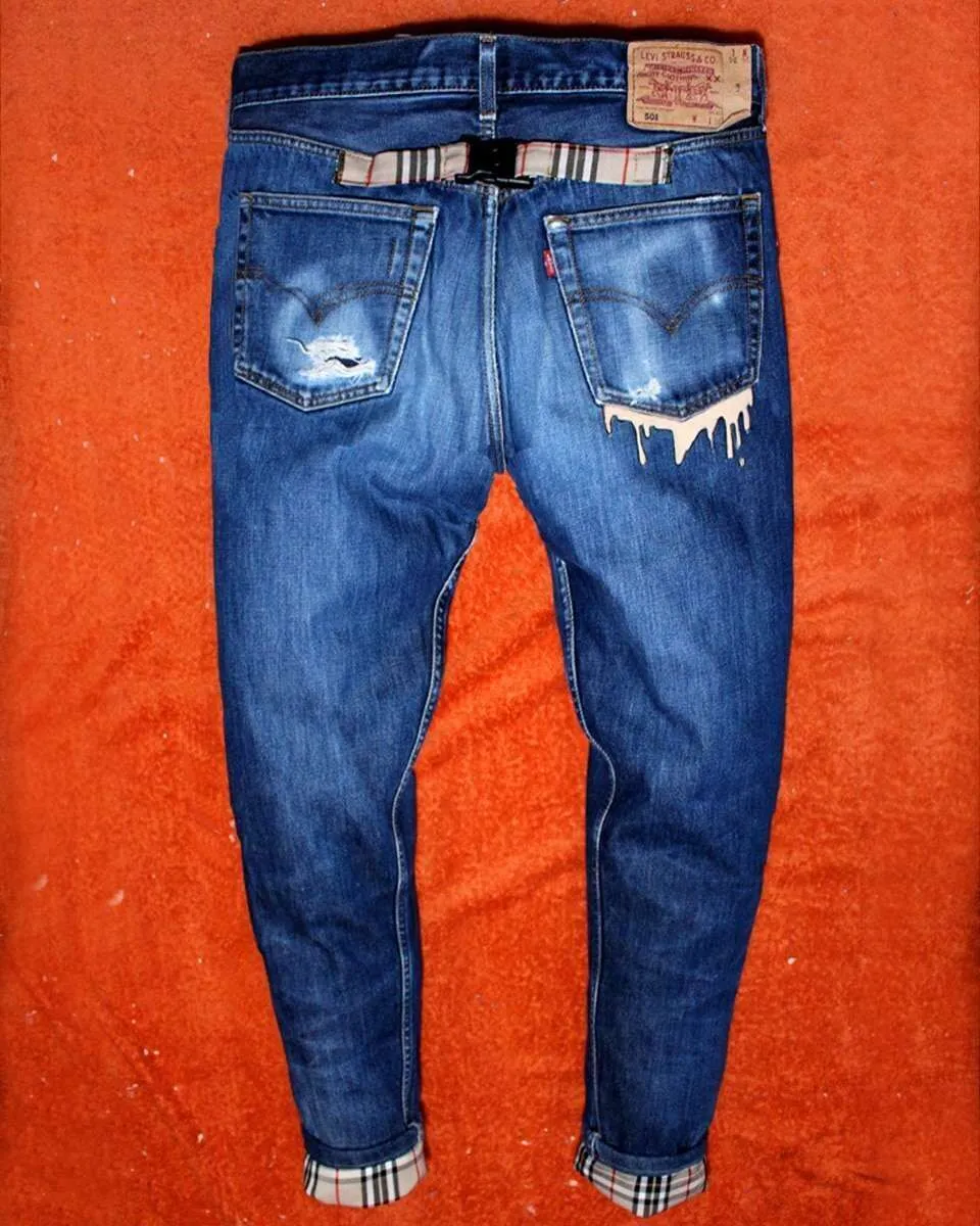 Levi's Vintage Burberry tasconi jeans con tessuto