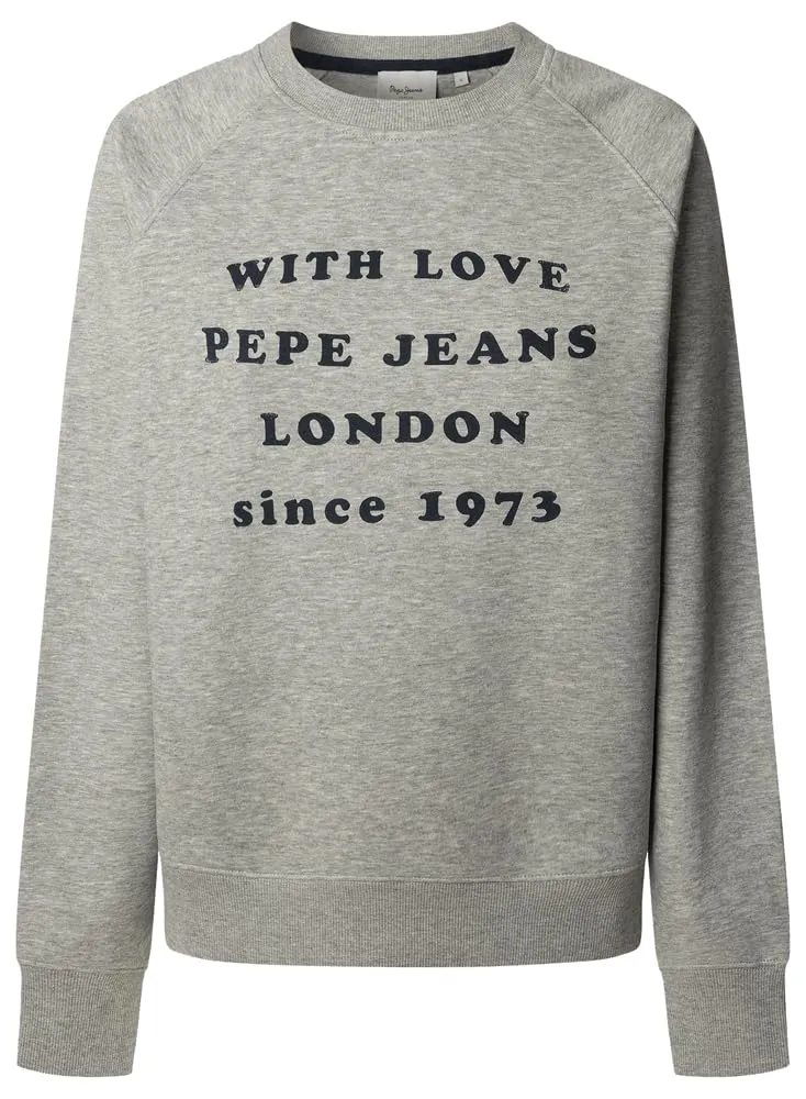 Pepe Jeans Bel Felpa Donna Beige Girocollo Logo