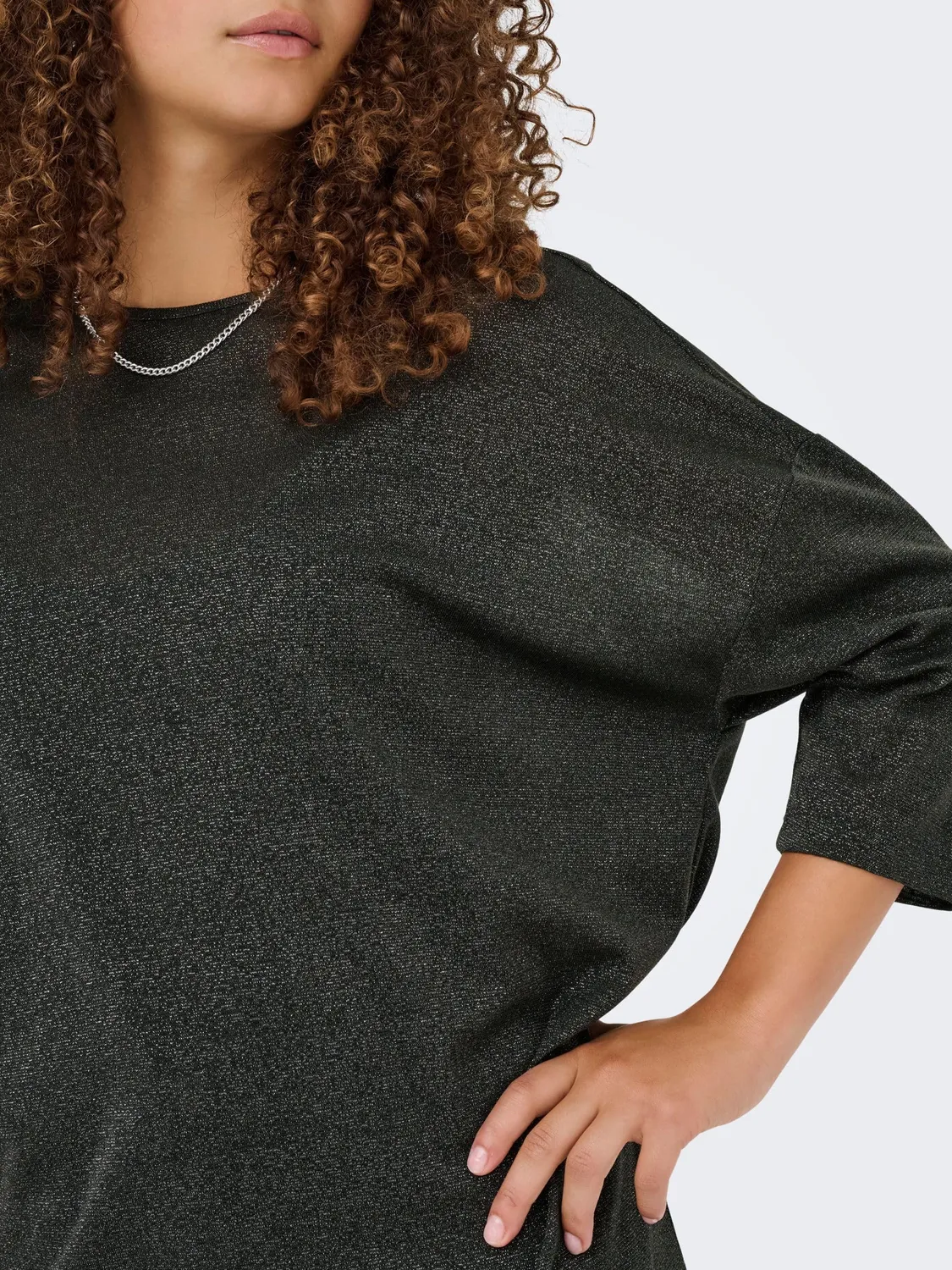 ONLY Onlsilvery Glamour top lurex 3/4 nero S