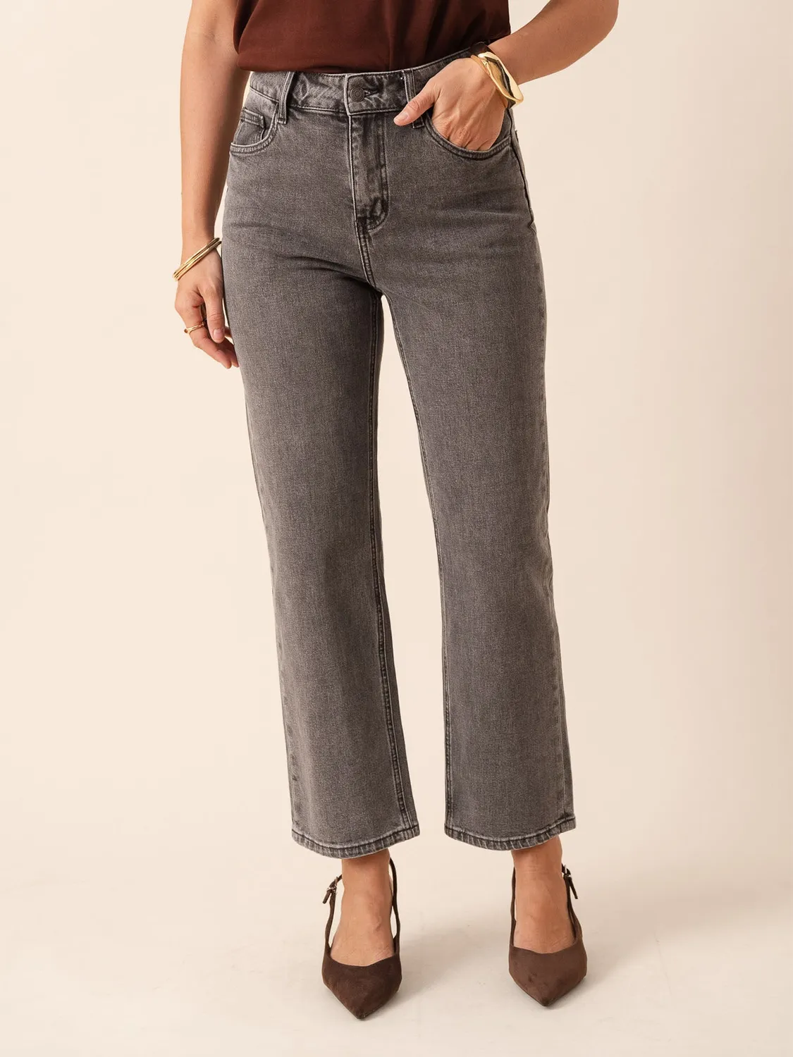 Oraije Solange jeans dritti grigio