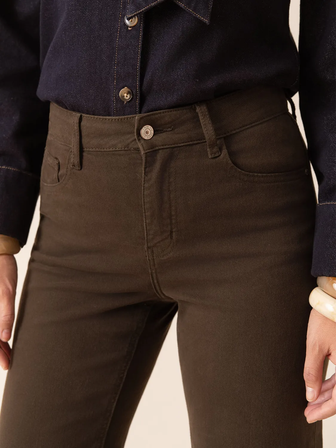 Oraije Solange jeans dritto cioccolato ampio