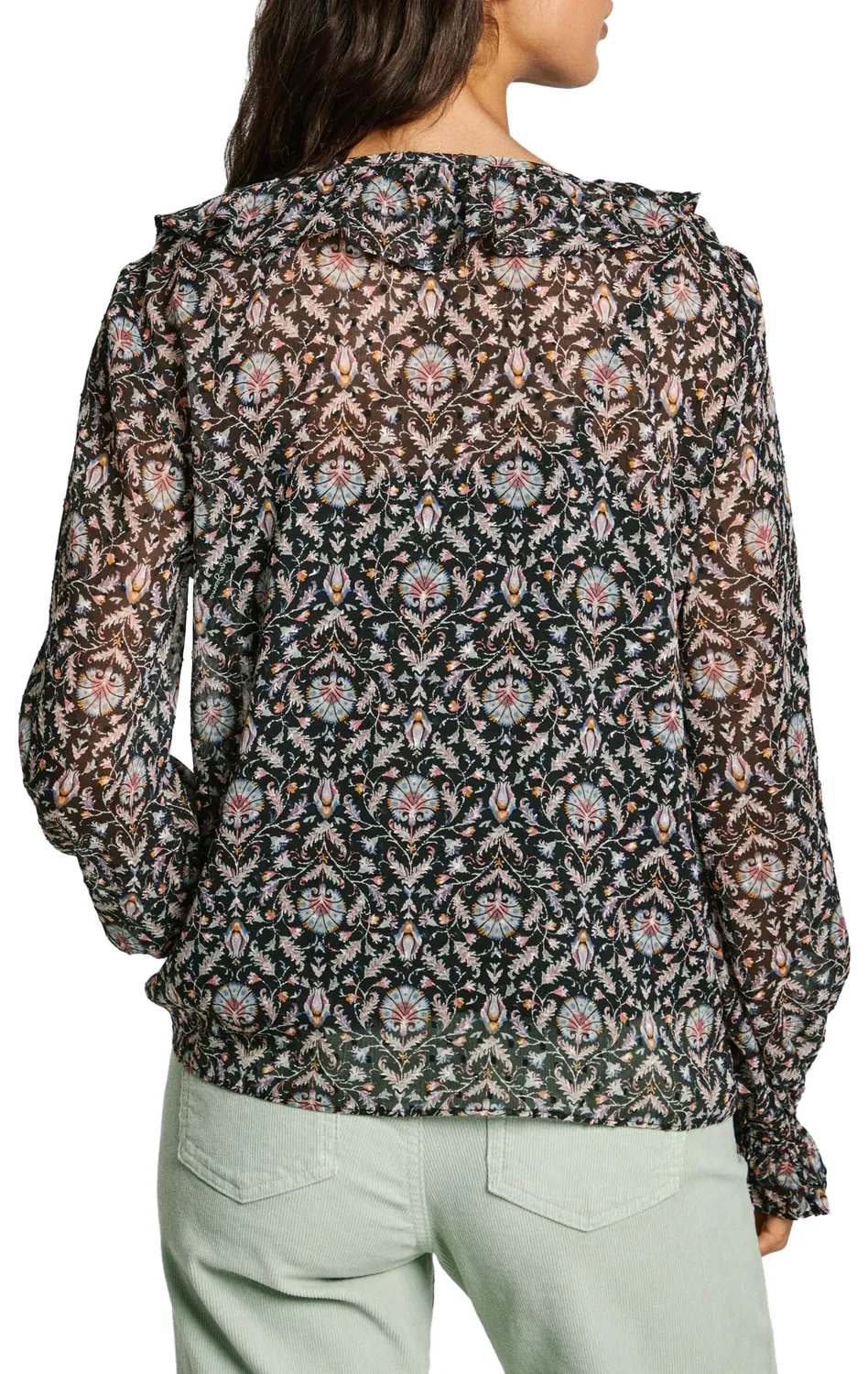 Pepe Jeans camicetta donna manica lunga chiffon volant
