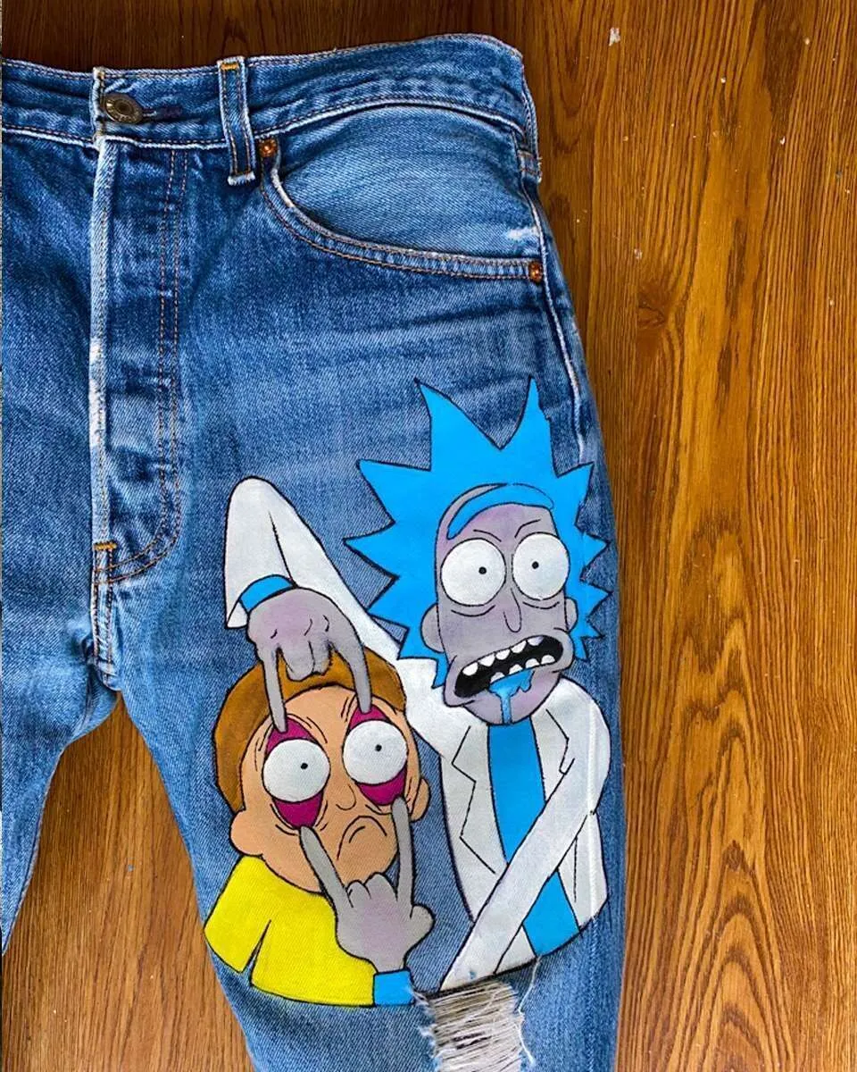 Levi's Vintage Rick and Morty jeans dipinti a mano
